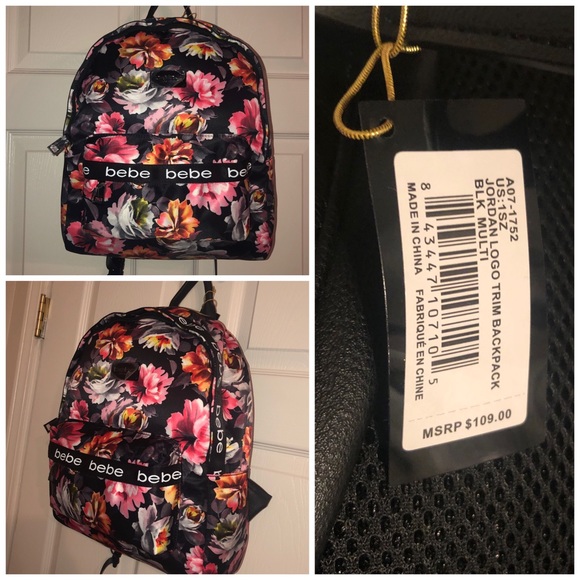 bebe Jordan Logo Trim Floral Multi Backpack - Picture 9 of 12